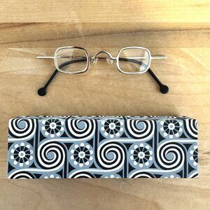 1990s LA EYEWORKS Fez 405 Silver Square Eyeglasses Frame with Case 32 15 135